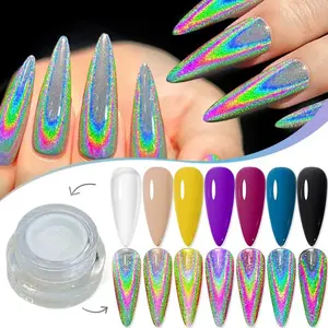 Laser Aurora Nail Powder Pad, Aurora Chrome Nail Powder, No Powder Fly, Easy Nail Powder Tool, Single Piece, Ideal for Nail Art, Nail Art Design, Nail Art Accessories