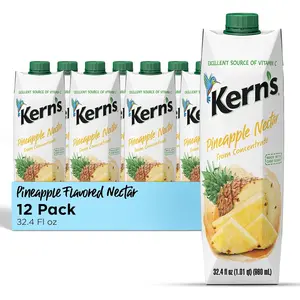 Pineapple Juice Nectar Made with Fresh Pineapple Puree Tropical Juice Concentrate for Smoothie Mix, Cocktail Mixers Kids Drinks Mexican Beverages 32.4oz, 12 Carton