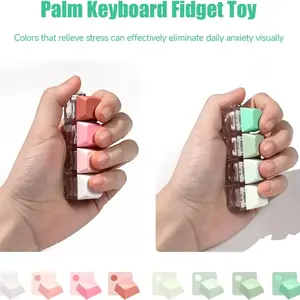 Mini Stackable Fidget Keychain - Quiet Pressable Stress Relief Toy Portable Pocket Gadget for Work, School & Anxiety Relief