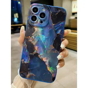 Blue Phone Case 1pc Blue Marble Pattern Shockproof Phone Case Suitable For IPhone17/IPhone17 Air/IPhone17 Pro/IPhone17 Pro Max/16 Pro Max/15 Pro Max/14 Pro Max/13 Pro Max/12 Pro Max