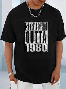 100% Cotton Unisex Straight Outta 1980 45th Birthday Gift Shirt 45 Years Old T-Shirt, Men's Women's Shirt Top, Short Sleeve Tops Crewneck T-shirt