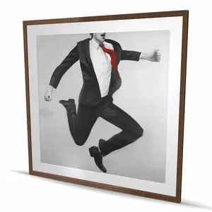 212 MAIN Happy Classic Man Framed Photo Print Wall Art - 48x48 in Wood-Framed Matted Artistic Stylized Figure, Classic Prints, Home Decor Gift (C1FM4848VVAUXG)