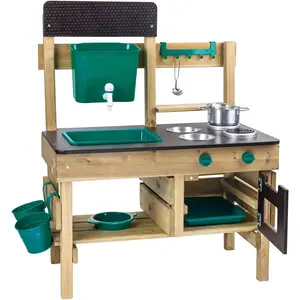 Outdoor Kitchen| Mud Kitchen Wooden Toy Playset with Accessories, for Children Ages 3+ Years