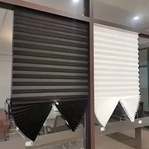 No-Drill Pleated Curtains, Adjustable Size, Foldable, Bedroom Living Room Bathroom Office Use, Portable Self-Stick Sunshade Privacy Protection
