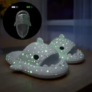 Shark Slippers With Starry Night Light Design, Noctilucent Bathroom Slippers, Couple slipper