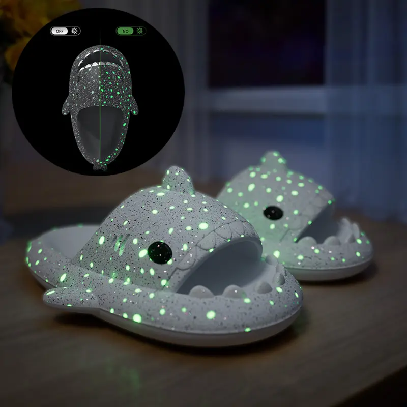 Shark Slippers With Starry Night Light Design, Noctilucent Bathroom Slippers, Couple slipper