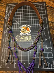 Leather x Half Round Lanyard - Brown x Purple
