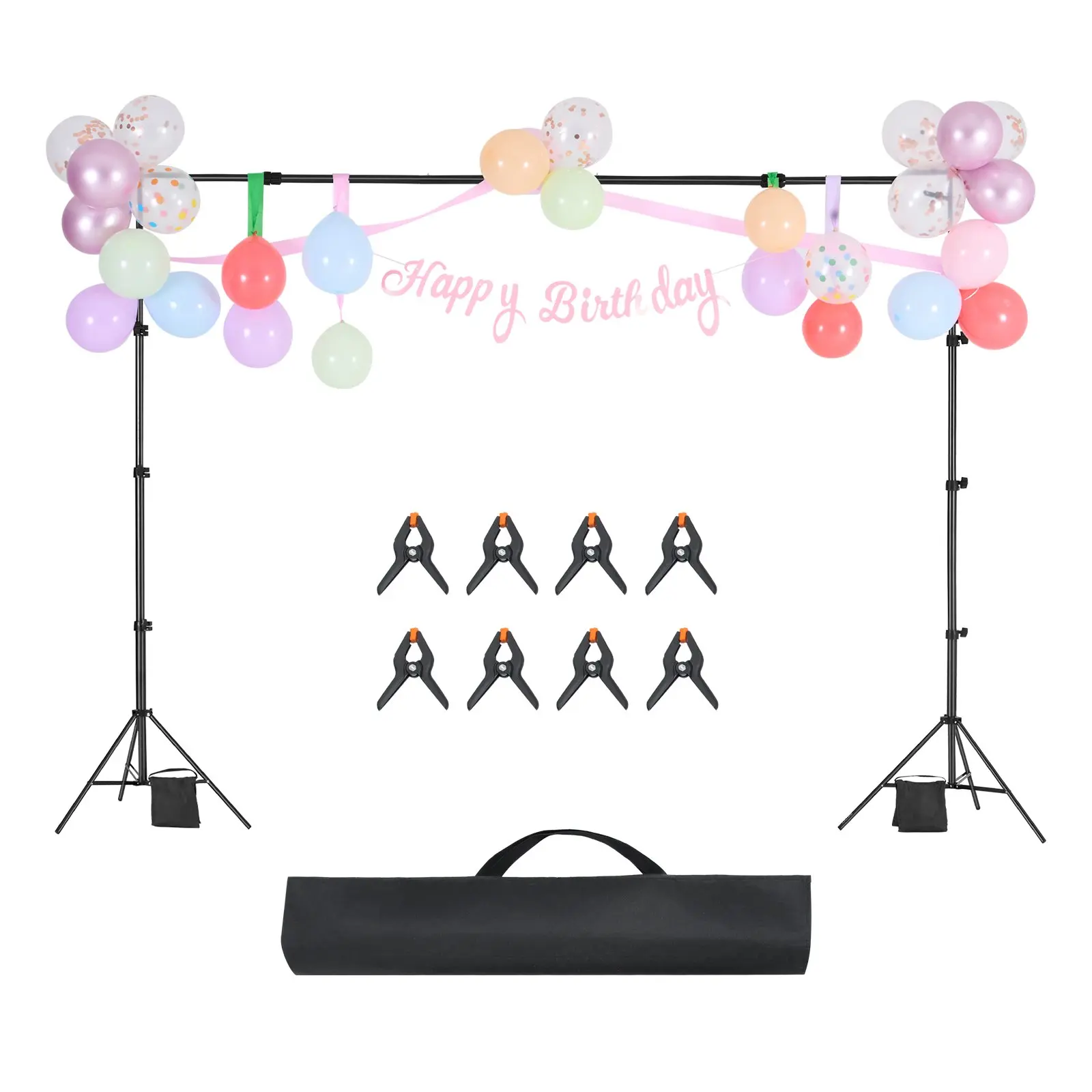 【DealsForYouDays】VEVOR Steel Backdrop Stand Kit, 7x10 ft Adjustable Tripod Stand with Holder, 10 lbs Sandbags, Camera Accessories for Party, Photo Studio
