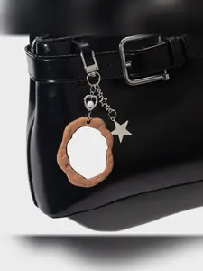 New Y2K Simple Versatile Multicolor Cloud Mirror Keychain, Star Heart Design, Pockets Feature, All-Season Accessory