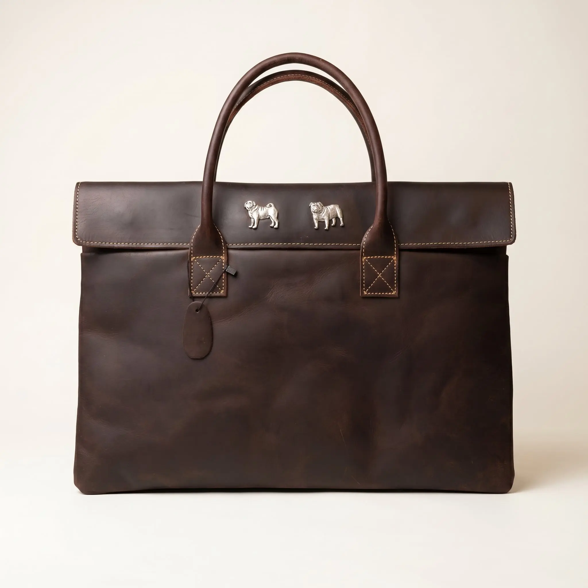 Men's Slim Full Grain Crazy Horse Leather Briefcase - Harley Design, Business Casual Bag, Snap Closure, Double Rolled Handle, Padded Dividers, Full-Width Quick-Access Front Pocket, Heirloom-Inspired Craftsmanship, Multi-Compartment, Refined