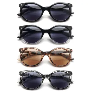 4 Pack Trendy Reading Sunglasses  Retro Round Polarized Readers for Women Men  Assorted Colors