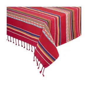 Design Imports Baja Stripe Jacquard Tablecloth- 52 X 52 Design Imports Baja Stripe Jacquard Tablecloth- 52 X 52