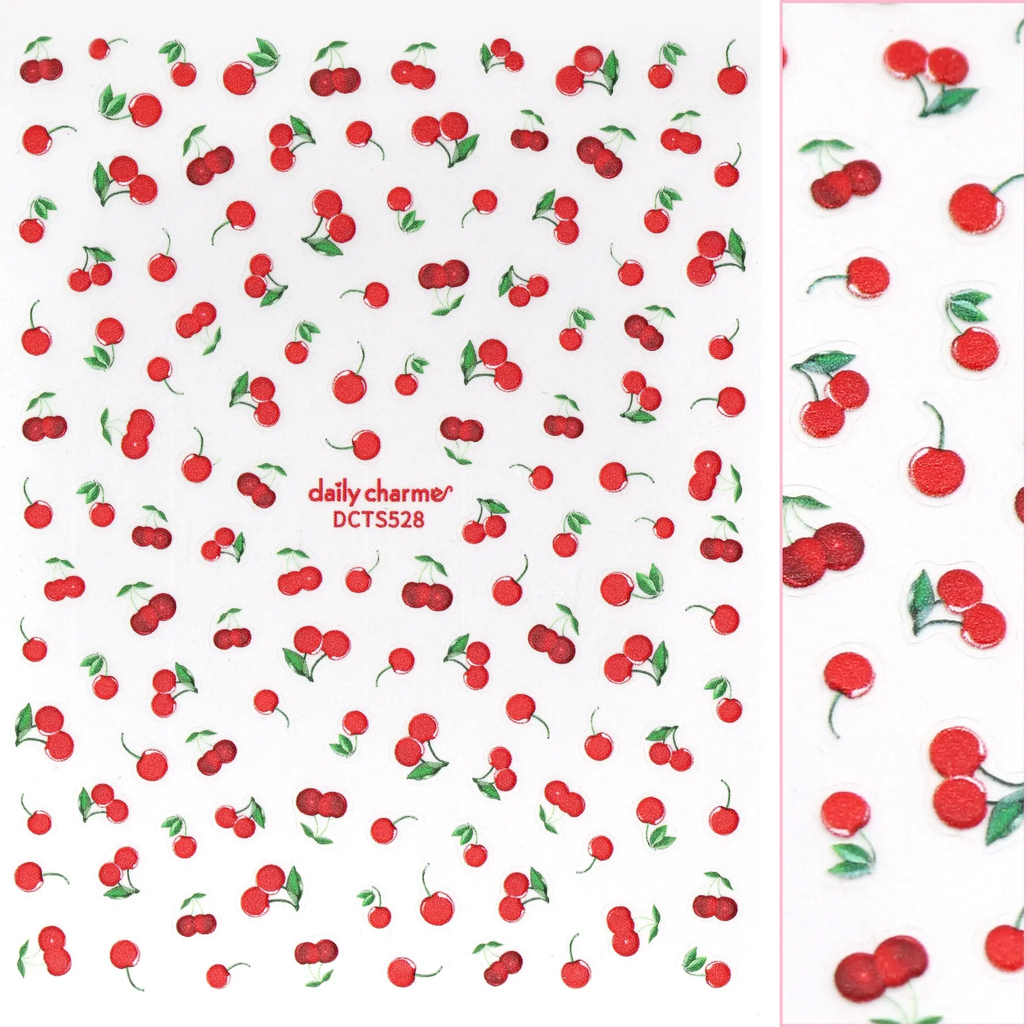 3D Embossed Nail Art Sticker / Red Cherry