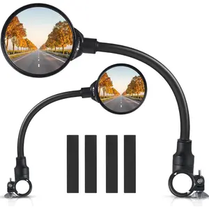 Mirror Handlebar Mount, Adjustable Rotatable  Rear View Mirror, Wide Angle  Convex Safety Mirrors for Mountain Road  (Black- 2 count Converx Mirror)