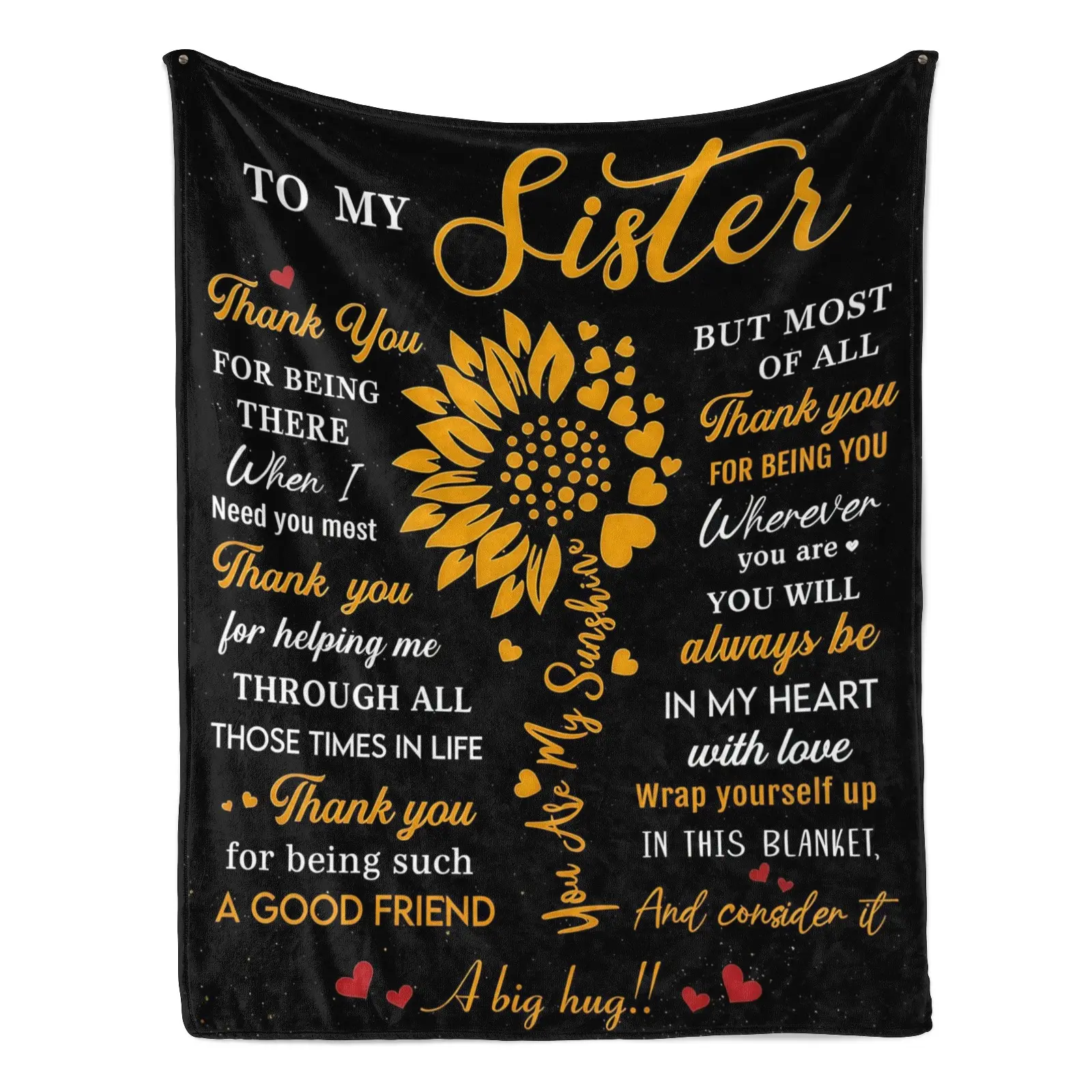 Personalized Flannel Plush Blanket - Custom Art Print, Multi-Size Options, Heart Message, Sentimental Sister Birthday Gift, Soft Cozy Throw, Personalized Blankets, Sentimental Gift Ideas