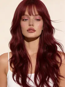 MG-mini wig 2026 new cut male red (same lipstick color) glue-free synthetic wig suitable for women to wear size 26inch/ water/realistic appearance