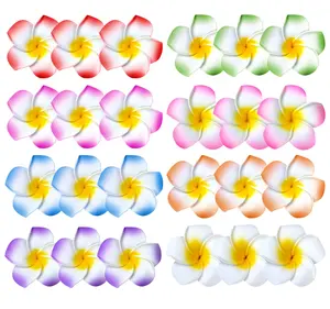 16 or  24 Pack Hawaiian Flower Hair Clips, 2.5 Inch Plumeria Foam Hair Accessories for Women, Hawaii Tropical Party Decorations, Beach Pool Vacation Outfit, Luau Party Supplies