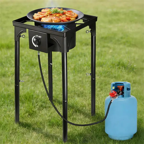 75,000 BTU Single Burner Propane Gas Stove | Outdoor Camping Cooker with Removable Legs | Portable BBQ Grill for Backyard, Baking, Frying | High-Power Cooking Stove for Patio, Tailgating, Picnic