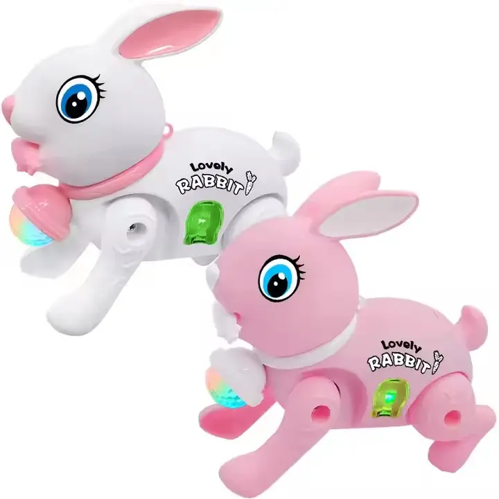 Interactive Easter Rabbit Toy Cute Electronic Animal Crawling Toy, Crawl Rabbit Design Toys with Built-in LED Light, Perfect Learning Toy for age 3-4