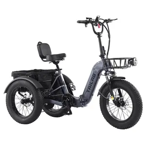 Electric Tricycle for Adults, 500W48V Folding Electric Trike, 20"x4.0"Fat Tire 3 Wheel Ebike ,Step-Thru Aluminum Frame with Push-Button Reverse, Large Basket for Women Men