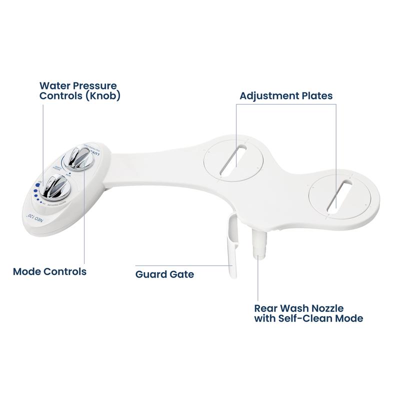 LUXE Bidet NEO 120 - Rear Wash, Self-Cleaning Nozzle, Fresh Water Non-Electric Bidet Attachment for Toilet Seat, Adjustable Water Pressure
