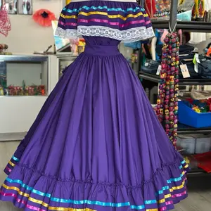 2 piece set Folklore Mexican Solid skirt and blouse Womenswear 2 piece set Folklore Mexican Solid skirt and blouse Womenswear