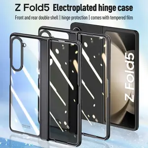 With Tempered Glass Protective case For Samsung Z Fold 5 Galaxy Z Fold5 Spring Hinge All-inclusive Camera protect Cover