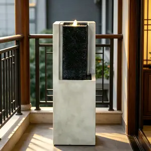 Modern Vertical Water Fountain with LED Light, Indoor & Outdoor Freestanding Waterfall Feature, Minimalist Decorative Fountain for Home, Patio & Gardengraduation gifts bedroom decor