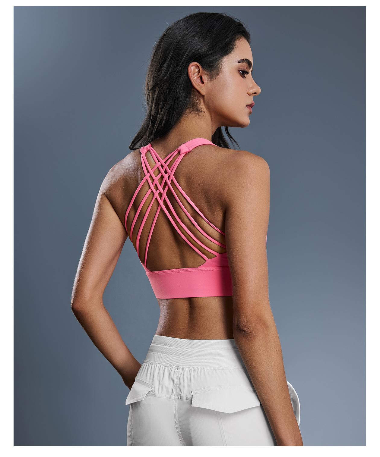 New Women's High-Impact Cross-Back Sports Bra, Shockproof Push-Up Support Fitness Bra