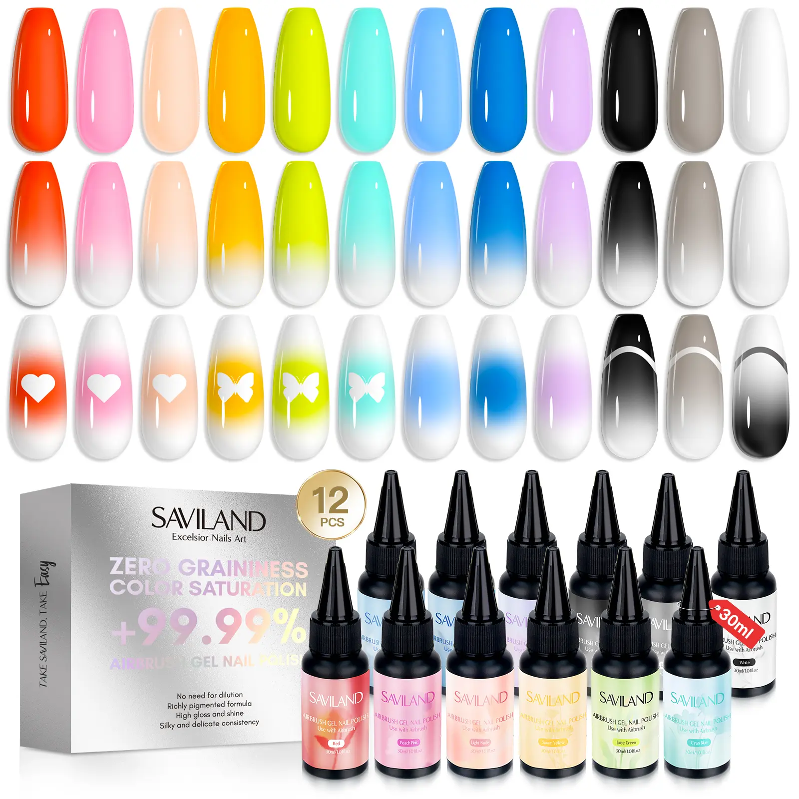 12 Colors 30ML Cool & Warm Airbrush Gel Polish Set