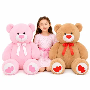 CHUBBYJOY 43 Inch Teddy Bear Stuffed Animal, Fluffy PP Cotton Plush Bear with Bow Tie & Heart Paws, Cute Gift for Girls Kids
