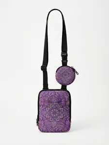 1 piece of 2D printed crossbody shoulder bag with purple mandala pattern, lightweight and portable women's chest bag with a 2-in-1 design, stylish and practical for students, fashion lovers and short trips, Casual Lightweight Bag