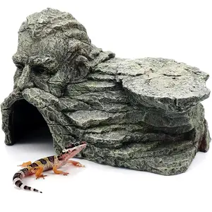 Reptile Rock Basking Platform, Gecko Hide Cave Hiding Place, Snake Cave and Hides for Reptiles, Amphibians, and Small Animals, Lizards