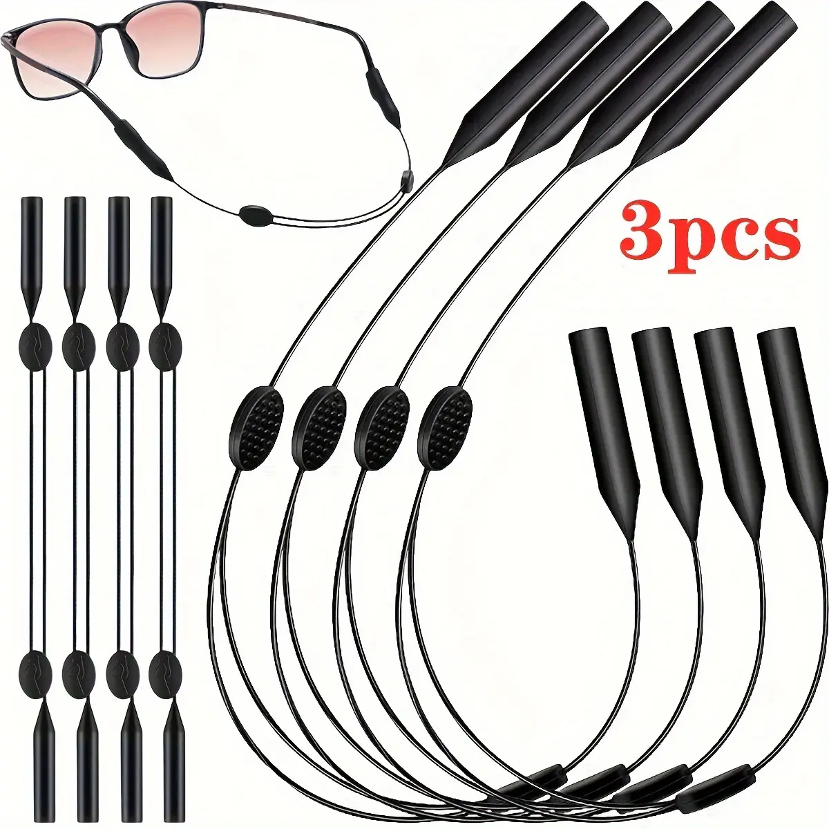 Adjustable Sunglasses Holder Strap, 3 Counts/set Anti-slip Eyeglasses Holder Strap, Sports Eyeglasses Holder Strap for Outdoor Sports, Eye Glasses Holders, Glasses Grips