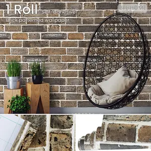 Industrial Style Brick Contact Paper Roll, Thick Vinyl Material, Multiple Sizes Available, Easy Peel & Stick, Ideal for Living Room Bedroom Wall Decor, Decorative Wallpaper