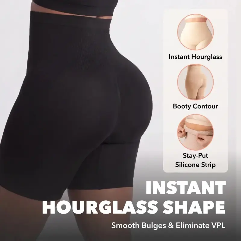 shapermint High-Waisted Seamless Shapewear Shorts with Anti-Roll Waistband & Breathable Fabric Medium Compression Smooth