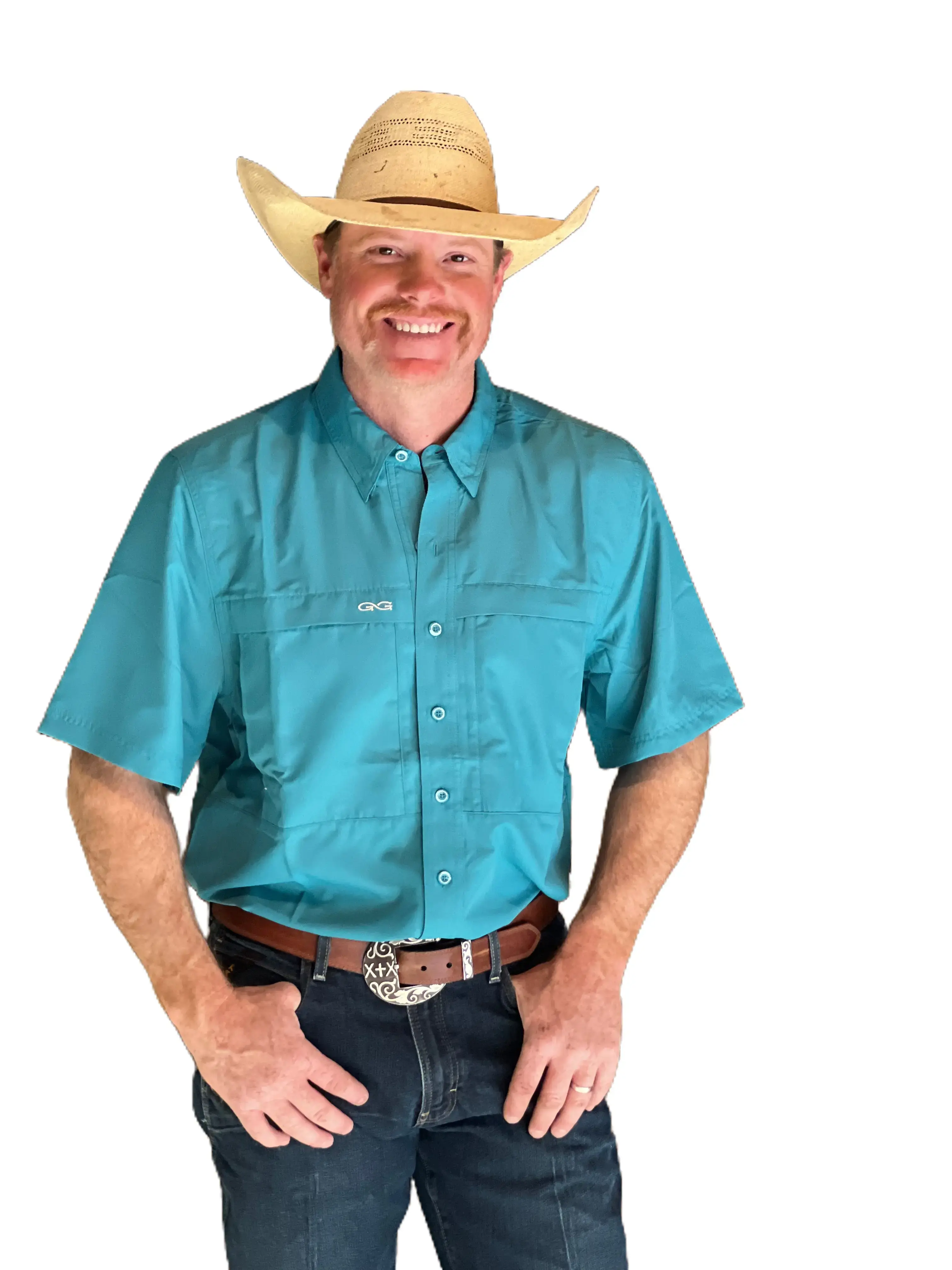 GameGuard Teal Short Sleeve Shirt - Classic Design with Button-Up Front and Chest Pocket