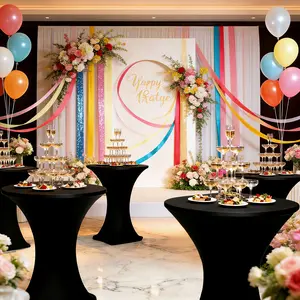 1 or 2 Pieces — Round Solid-Color Stretch Tablecloths | Wedding Decor & Cocktail Table Covers | Elegant Party Linens — Ideal for Weddings, Valentine's Day, Birthdays, Hotels, Taverns, and Bars