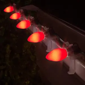 C7/E12 0.6W red/white LED baked paint spare bulbs, 25 solid red shell 120V holiday decoration replacement lights Flood