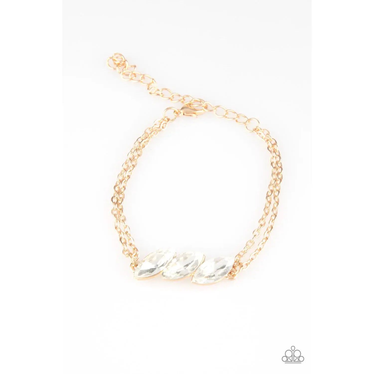 Pretty Priceless - Gold Chain White Rhinestone Bracelet - Paparazzi