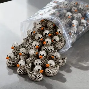 Gothic Cute Skull Duck Resin Figurines Set, Halloween Decorations, Gothic Home Office Party Supplies, Compact Desktop Ornament