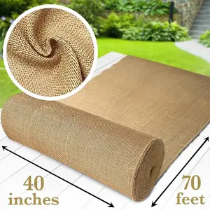 40"x75 Feet Gardening Burlap Fabric Roll - Burlap Tree Wrap, Weed Barrier, Erosion Control, Aisle Runner, Multipurpose Natural Burlap Fabric, High Density Jute Fiber Material
