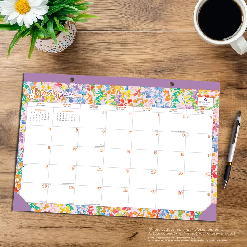 House of Turnowsky OFFICIAL | 2026 17 x 12 Inch Monthly Desk Pad Calendar | BrownTrout | Stationery Elegant Exclusive 3
