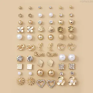 Women's Multi-Piece Earring Stacking Set - Female Affordable Fashion Jewelry, Mixed Shapes with Heart, Flower, Star Detailing, Lightweight Versatile, Matches Daily Casual & Fancy Party Outfits, Holiday Gift for Girlfriends