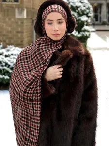 Women's Long Breathable Plaid Scarf Wrap Shawl, Fluffy Soft Scarf, Casual All-Over Printed Headscarf, Daily Wear Fashion Accessory Gift, Shawl Cover Ups