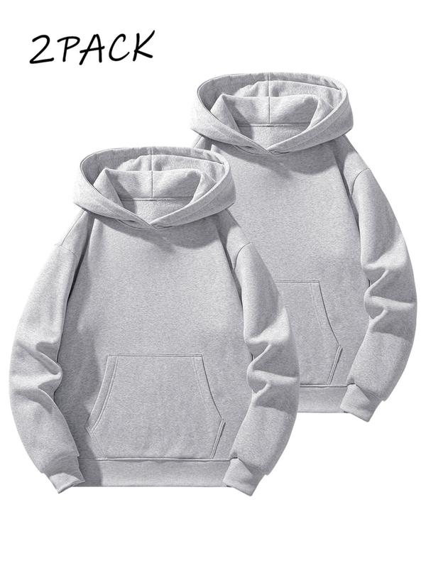 Men's Solid Color Essential Hooded Sweatshirt, Autumn & Winter Regular Fit Casual Long Sleeved Hoodie, Men's Daily Wear Clothing