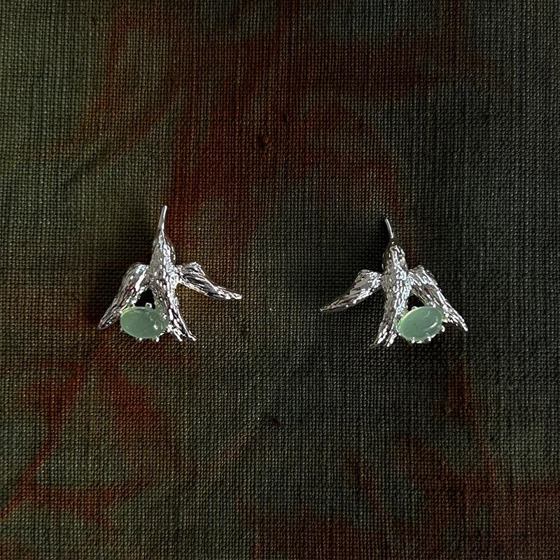 YEAHLOVE Vintage Swallow Bird Gemstone Statement Earrings | Retro Dainty Jewelry for Everyday Wear, Gifting & Good Fortune