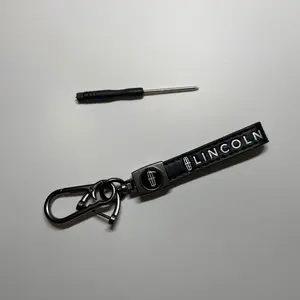 Genuine Leather Car Keychain for Lincoln Key Ring Lanyard Accessories