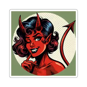 She Devil Kiss-Cut Stickers, Flirty Red Demon, Laptop Decals, Devilish Planner Accessories, Cute Stationery Stickers, Red Devil Vinyl Decor Decorative