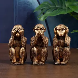 Modern Resin Monkey Sculpture Set, 3-Piece Collectible Decorative Figurines Statues for Living Room Bedroom Dining Room, Home Ornament Decoration Essentials, Resin Figure, Resin Sculptures